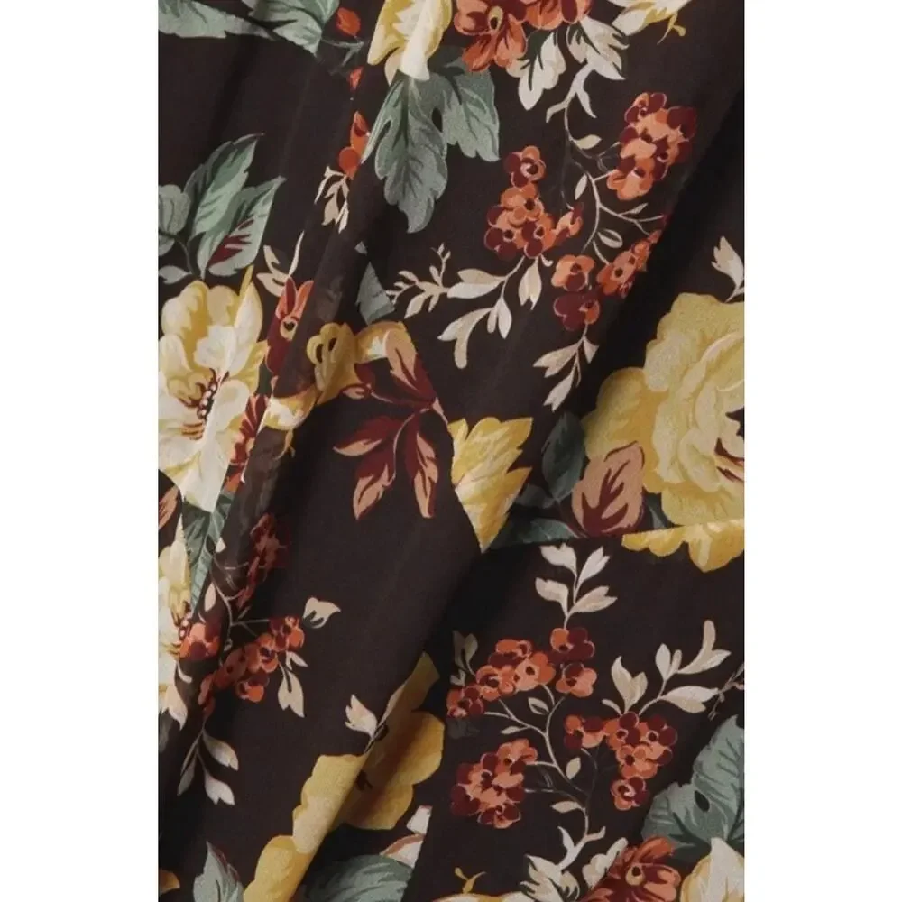 Silk Floral Wrap Maxi Dress Long Sleeve Lagenlook Boho Cottagecore Festival 4 - Picture 5 of 10
